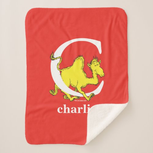 Dr Seusss ABC Letter C _ White  Add Your Name Sherpa Blanket