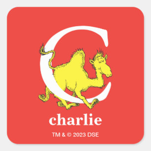 Dr. Seuss's ABC: Letter C - White Add Your Name Square Sticker