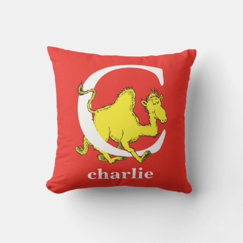 Dr Seusss ABC Letter C _ White  Add Your Name Throw Pillow