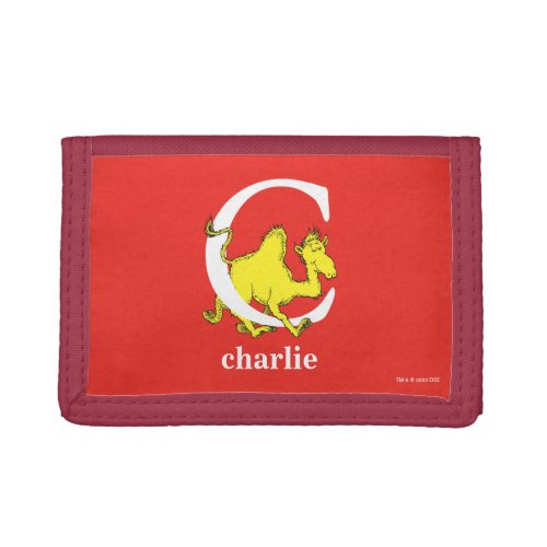 Dr Seusss ABC Letter C _ White  Add Your Name Trifold Wallet