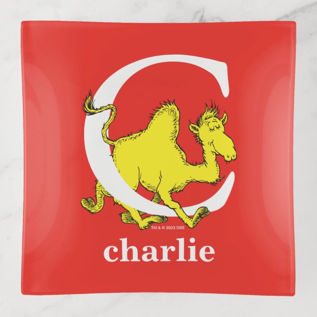 Dr. Seuss's ABC: Letter C - White | Add Your Name Trinket Tray (Front)