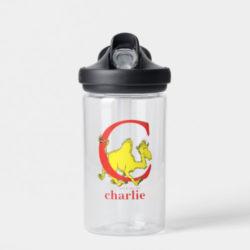 Dr Seusss ABC Letter C _ White  Add Your Name Water Bottle