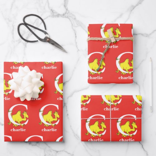Dr Seusss ABC Letter C _ White  Add Your Name Wrapping Paper Sheets