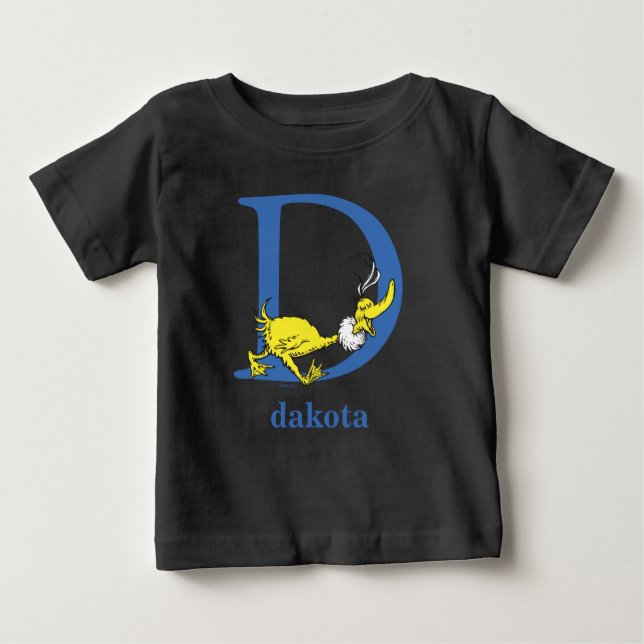 Dr. Seuss's ABC: Letter D - Blue | Add Your Name Baby T-Shirt (Front)