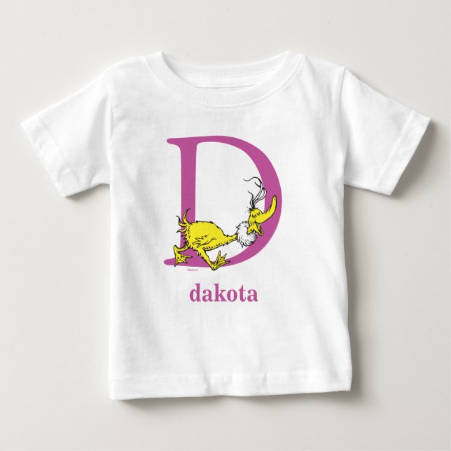 Dr. Seuss's ABC: Letter D - Purple | Add Your Name Baby T-Shirt (Front)