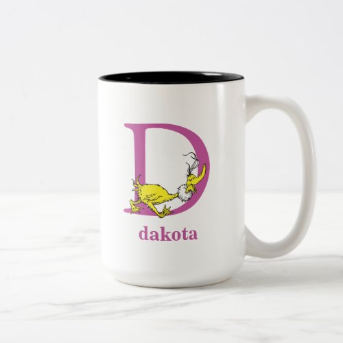Dr Seusss ABC Letter D _ Purple  Add Your Name Two_Tone Coffee Mug