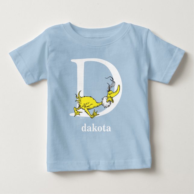 Dr. Seuss's ABC: Letter D - White | Add Your Name Baby T-Shirt (Front)