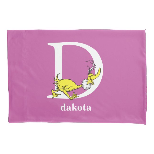 Dr. Seuss's ABC: Letter D - White | Add Your Name Pillowcase (Front)