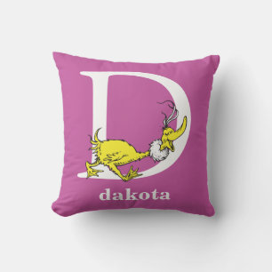 Dr. Seuss's ABC: Letter D - White Add Your Name Throw Pillow