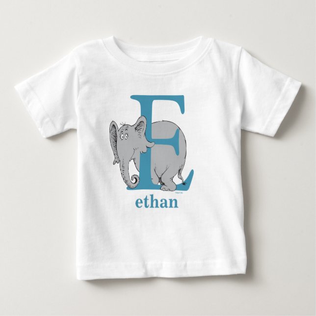 Dr. Seuss's ABC: Letter E - Blue | Add Your Name Baby T-Shirt (Front)