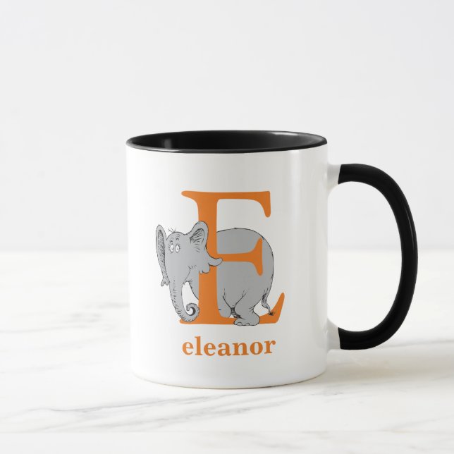 Dr. Seuss's ABC: Letter E - Orange | Add Your Name Mug (Right)