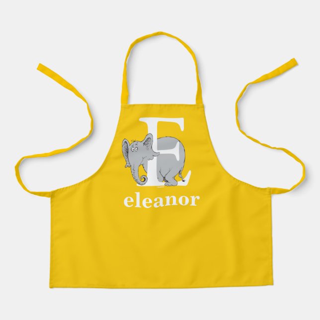 Dr. Seuss's ABC: Letter E - White | Add Your Name Apron (Front)