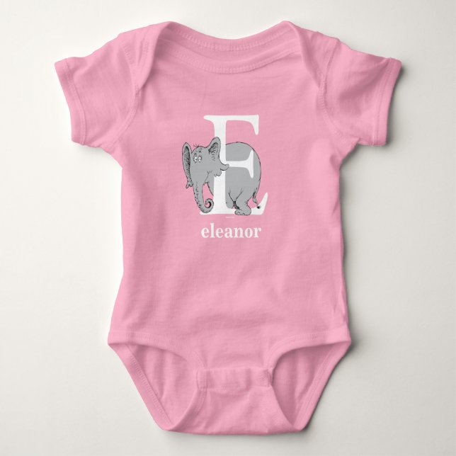 Dr. Seuss's ABC: Letter E - White | Add Your Name Baby Bodysuit (Front)