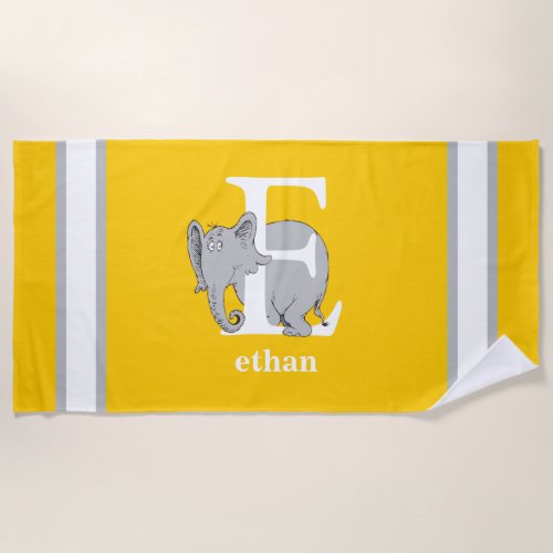 Dr Seusss ABC Letter E _ White  Add Your Name Beach Towel