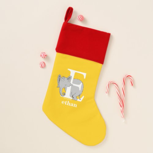 Dr Seusss ABC Letter E _ White  Add Your Name Christmas Stocking