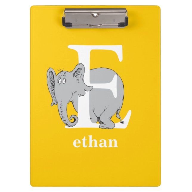 Dr. Seuss's ABC: Letter E - White | Add Your Name Clipboard (Front)