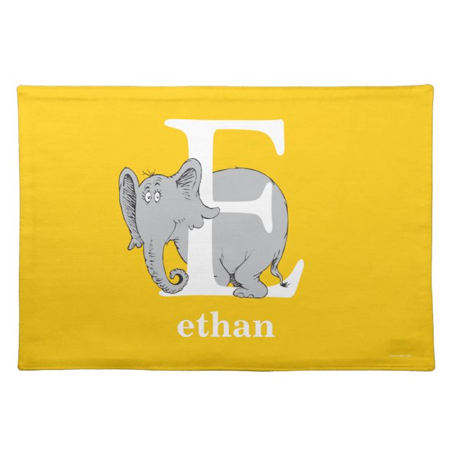 Dr. Seuss's ABC: Letter E - White | Add Your Name Cloth Placemat (Front)