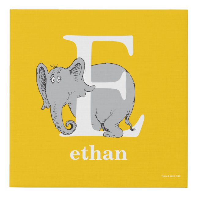 Dr. Seuss's ABC: Letter E - White | Add Your Name Faux Canvas Print (Front)
