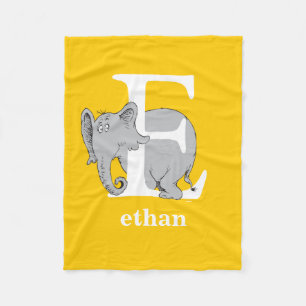 Dr. Seuss's ABC: Letter E - White Add Your Name Fleece Blanket