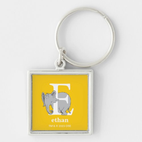 Dr Seusss ABC Letter E _ White  Add Your Name Keychain