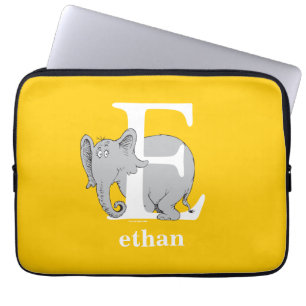 Dr. Seuss's ABC: Letter E - White Add Your Name Laptop Sleeve