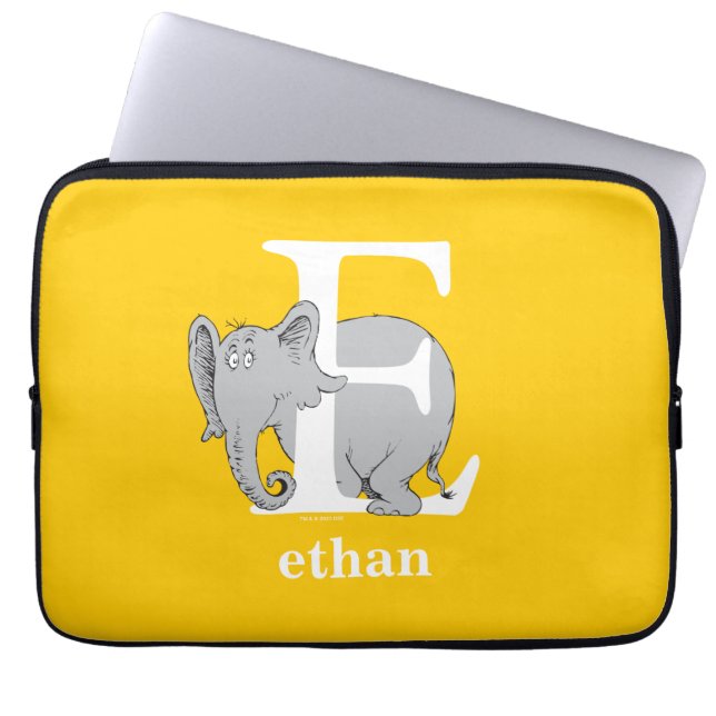 Dr. Seuss's ABC: Letter E - White | Add Your Name Laptop Sleeve (Front)