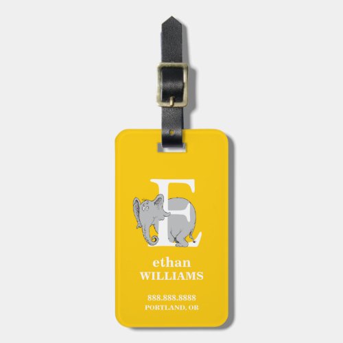Dr Seusss ABC Letter E _ White  Add Your Name Luggage Tag