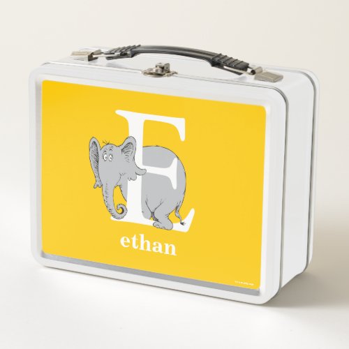 Dr Seusss ABC Letter E _ White  Add Your Name Metal Lunch Box