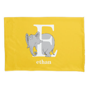 Dr. Seuss's ABC: Letter E - White Add Your Name Pillow Case