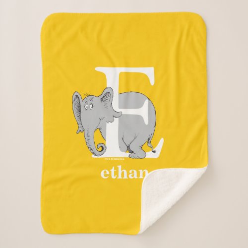 Dr Seusss ABC Letter E _ White  Add Your Name Sherpa Blanket