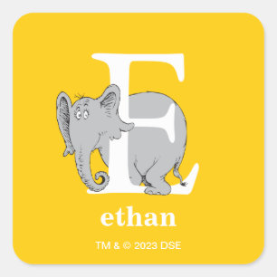 Dr. Seuss's ABC: Letter E - White Add Your Name Square Sticker