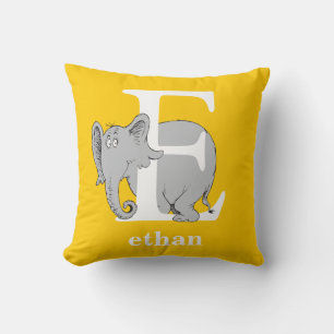 Dr. Seuss's ABC: Letter E - White Add Your Name Throw Pillow