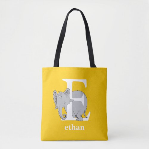 Dr Seusss ABC Letter E _ White  Add Your Name Tote Bag