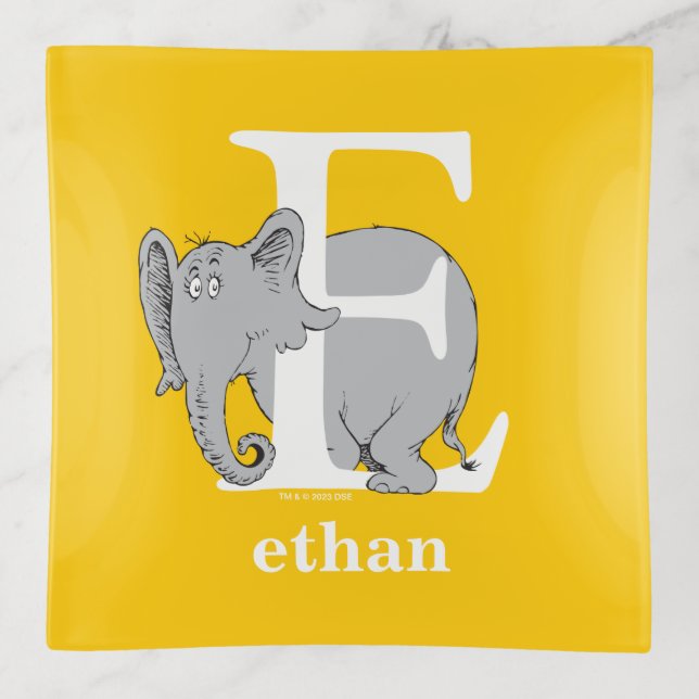 Dr. Seuss's ABC: Letter E - White | Add Your Name Trinket Tray (Front)