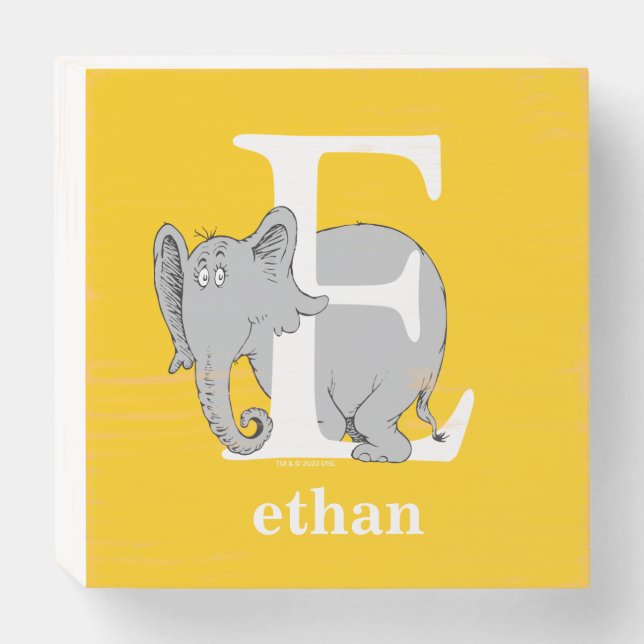 Dr. Seuss's ABC: Letter E - White | Add Your Name Wooden Box Sign (Front Horizontal)