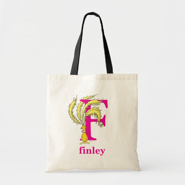 Dr. Seuss's ABC: Letter F - Pink | Add Your Name Tote Bag (Front)
