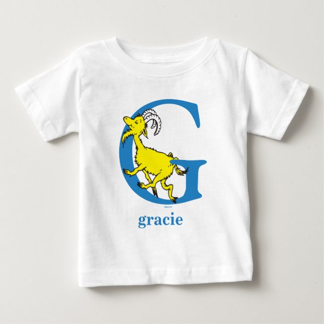 Dr. Seuss's ABC: Letter G - Blue | Add Your Name Baby T-Shirt (Front)