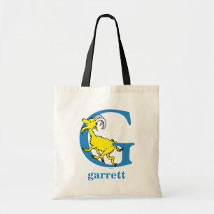 Dr. Seuss's ABC: Letter G - Blue Add Your Name Tote Bag