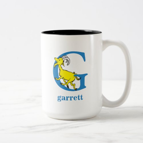 Dr Seusss ABC Letter G _ Blue  Add Your Name Two_Tone Coffee Mug