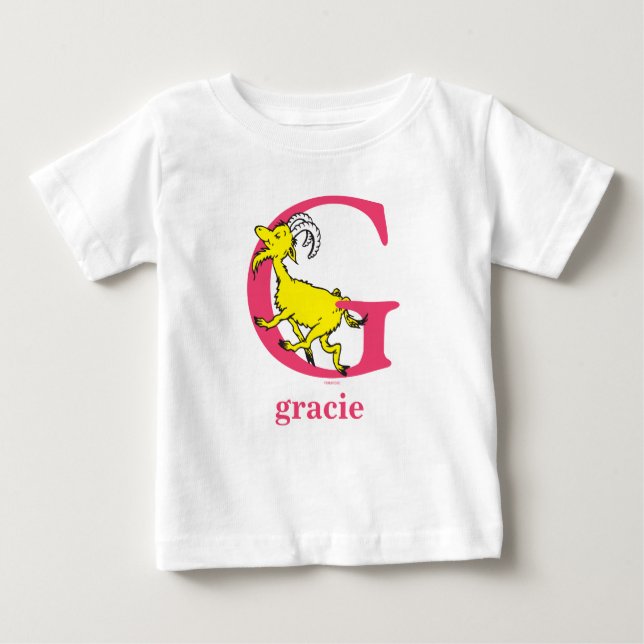 Dr. Seuss's ABC: Letter G - Pink | Add Your Name Baby T-Shirt (Front)