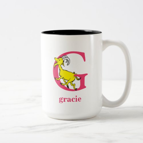 Dr Seusss ABC Letter G _ Pink  Add Your Name Two_Tone Coffee Mug