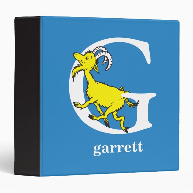 Dr. Seuss's ABC: Letter G - White | Add Your Name 3 Ring Binder (Front/Spine)