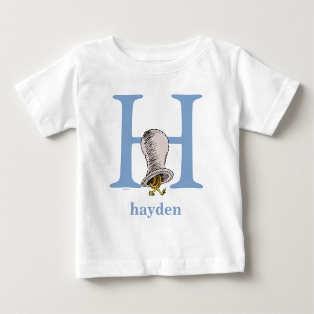 Dr. Seuss's ABC: Letter H - Blue | Add Your Name Baby T-Shirt (Front)