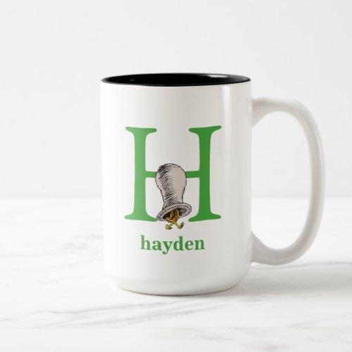 Dr Seusss ABC Letter H _ Green  Add Your Name Two_Tone Coffee Mug