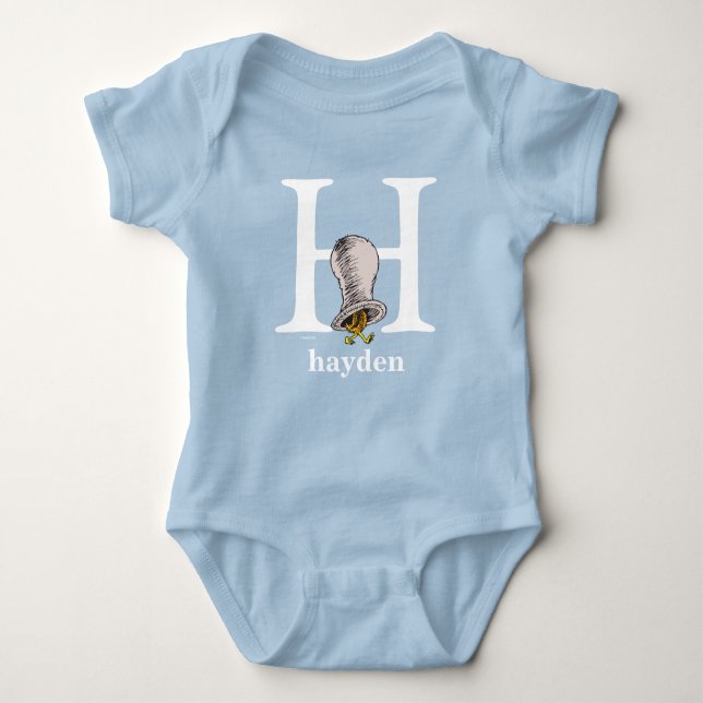 Dr. Seuss's ABC: Letter H - White | Add Your Name Baby Bodysuit (Front)