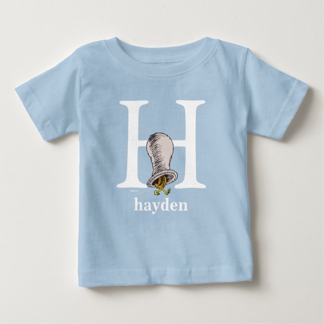 Dr. Seuss's ABC: Letter H - White | Add Your Name Baby T-Shirt (Front)