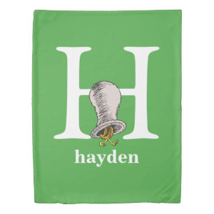 Dr. Seuss's ABC: Letter H - White Add Your Name Duvet Cover