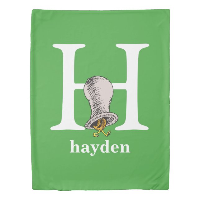 Dr. Seuss's ABC: Letter H - White | Add Your Name Duvet Cover (Front)