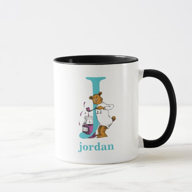 Dr. Seuss's ABC: Letter J - Teal | Add Your Name Mug (Right)