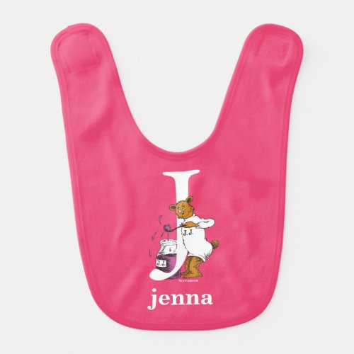 Dr Seusss ABC Letter J _ White  Add Your Name Baby Bib